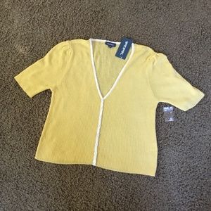 Modcloth Yellow Cardigan with White Trim